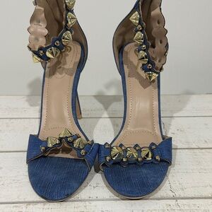 Stylish Blue Studded Women's Heels